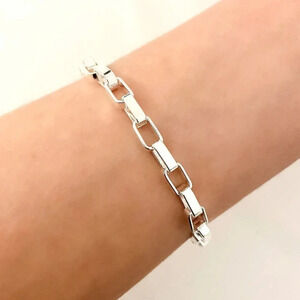 925 Sterling Silver Box Chain Bracelet Link Bracelet 8 inch Bracelet